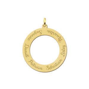 Names4ever Zes Namen Familie Cirkel Hanger + Graveer Tekst