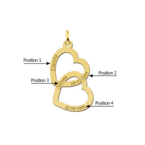 Kerst Sieraden | Dubbel Hart Hanger van Goud + Graveer Namen