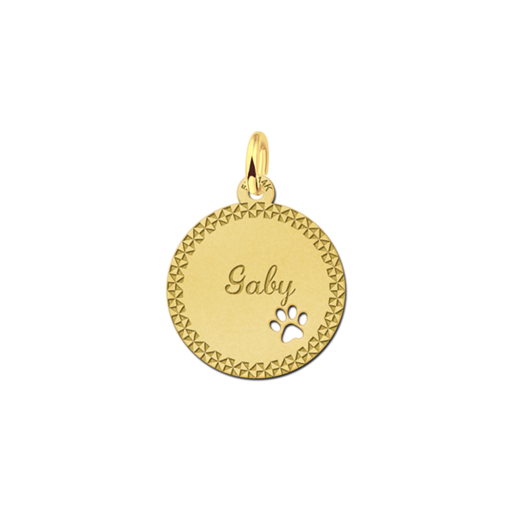 Gouden hangertje met je naam en hondenpootje. - Names4ever