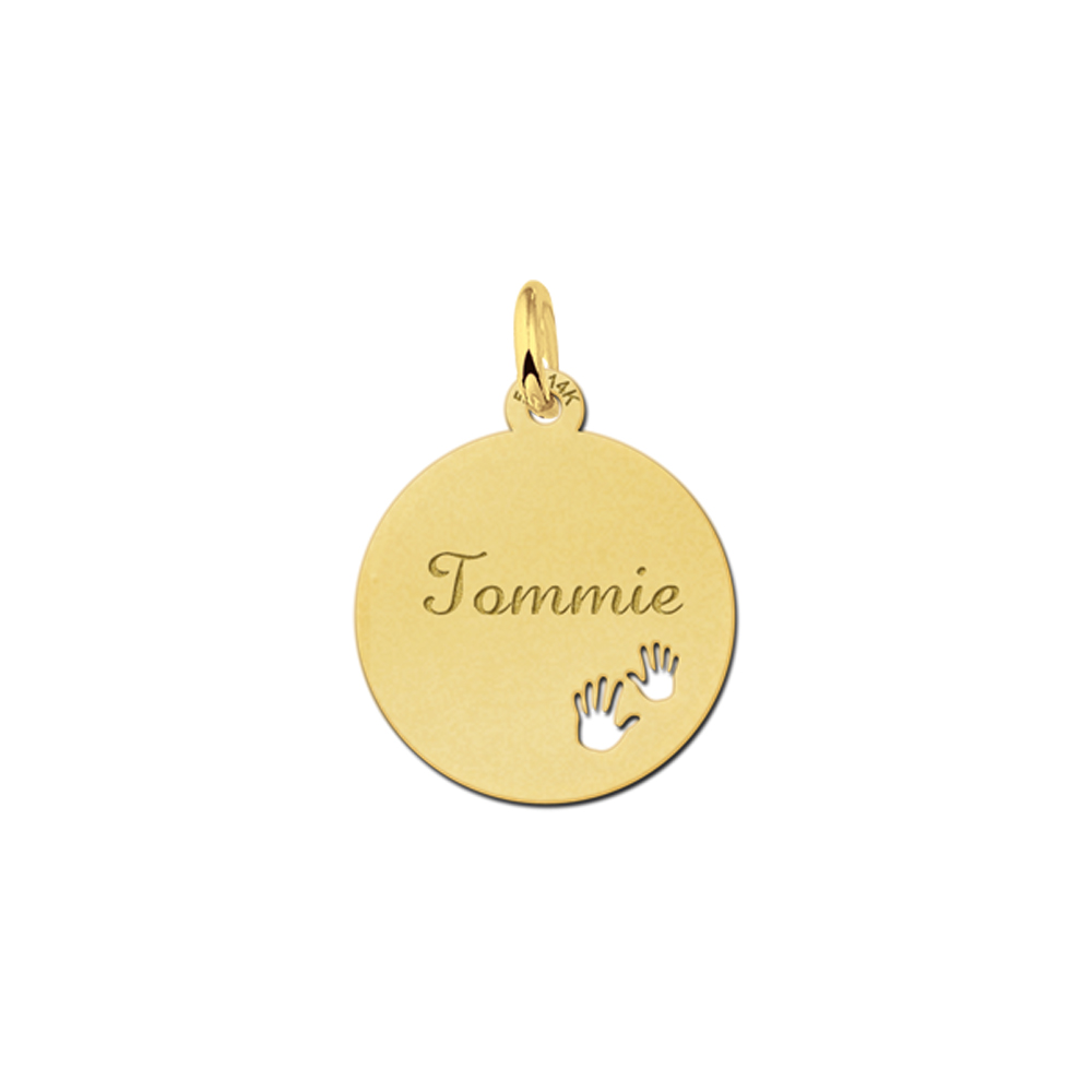 Gouden hangertje met je naam met 2 handjes - Names4ever