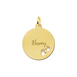 Gouden hangertje met je naam met 2 handjes - Names4ever