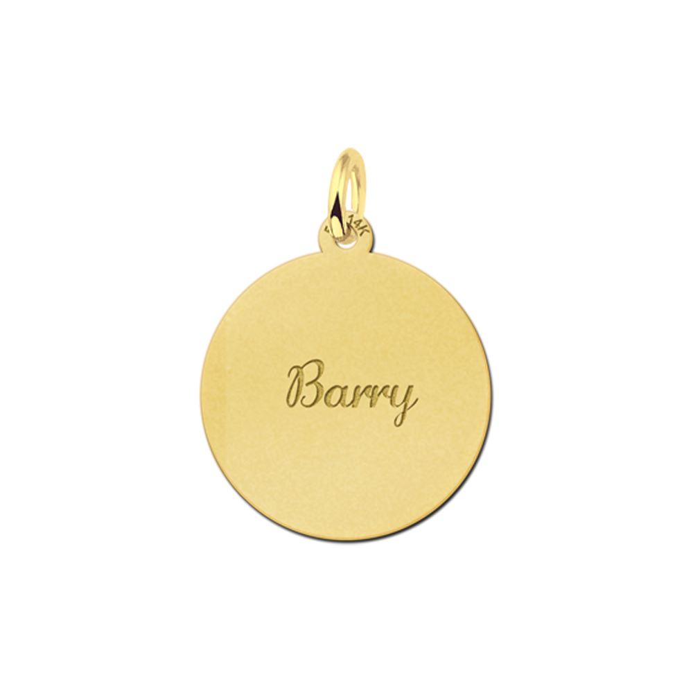 Graveerhanger rond met naam | 14 karaat | Geelgoud | Names4ever