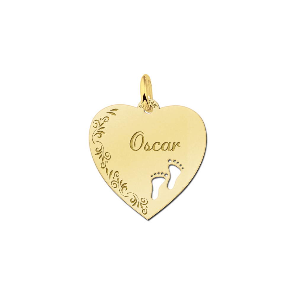 Gouden hart met bloemrand - Names4ever