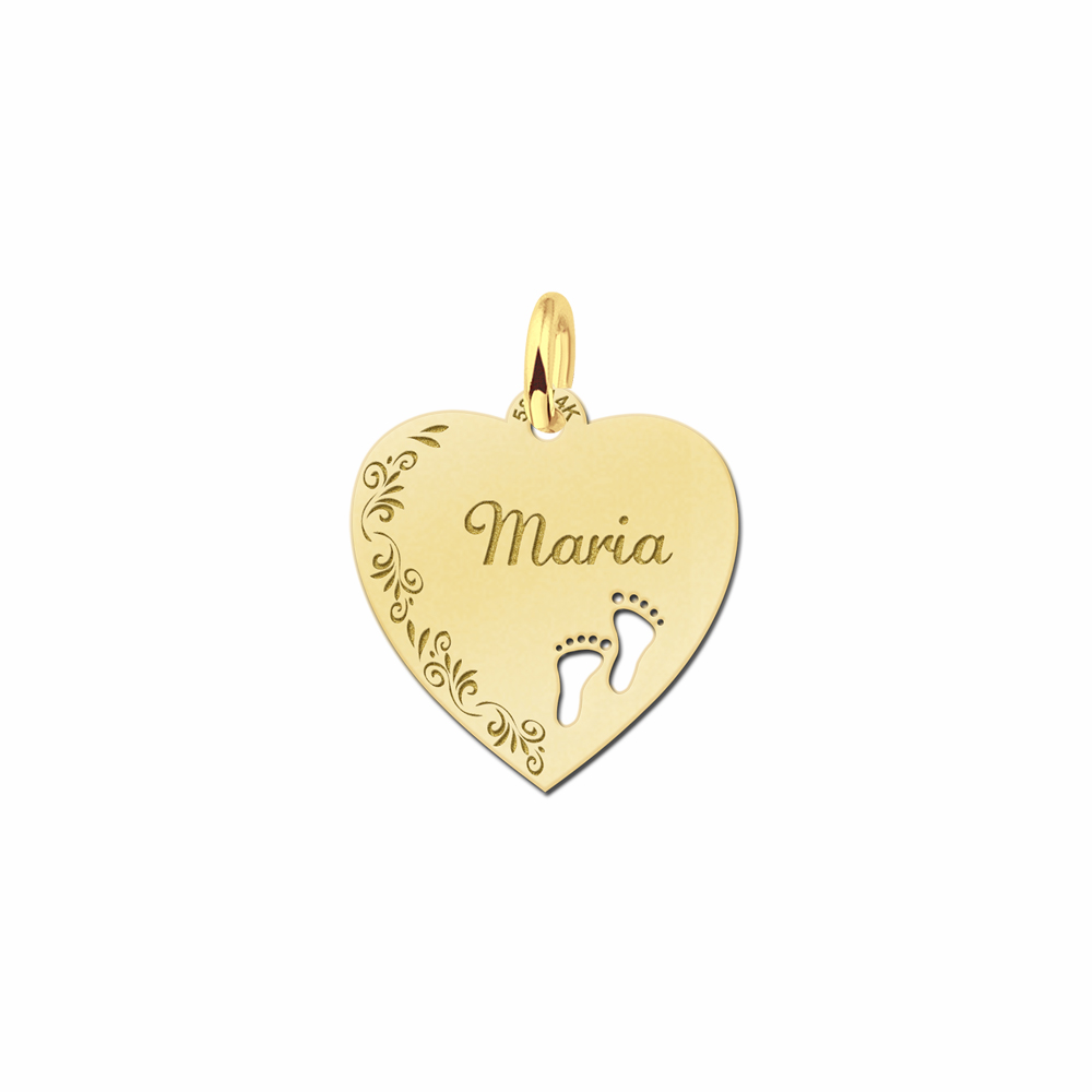 Gouden hart met bloemrand - Names4ever