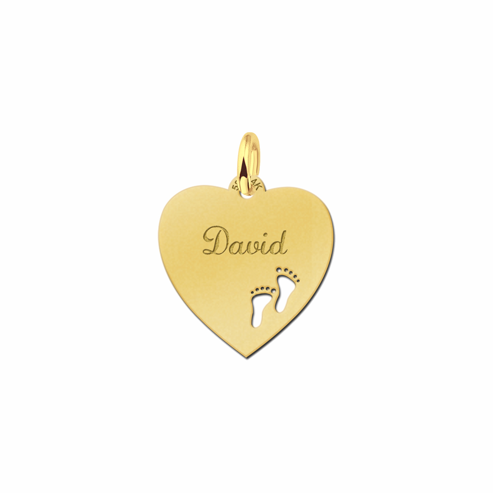 Gouden hart met voetjes - Names4ever