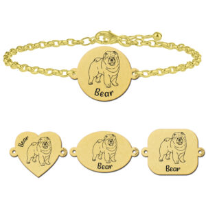 Gouden honden armband met naam Chow Chow - Names4ever
