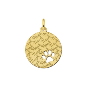 Gouden hondenpoot hangertje met je naam - Names4ever