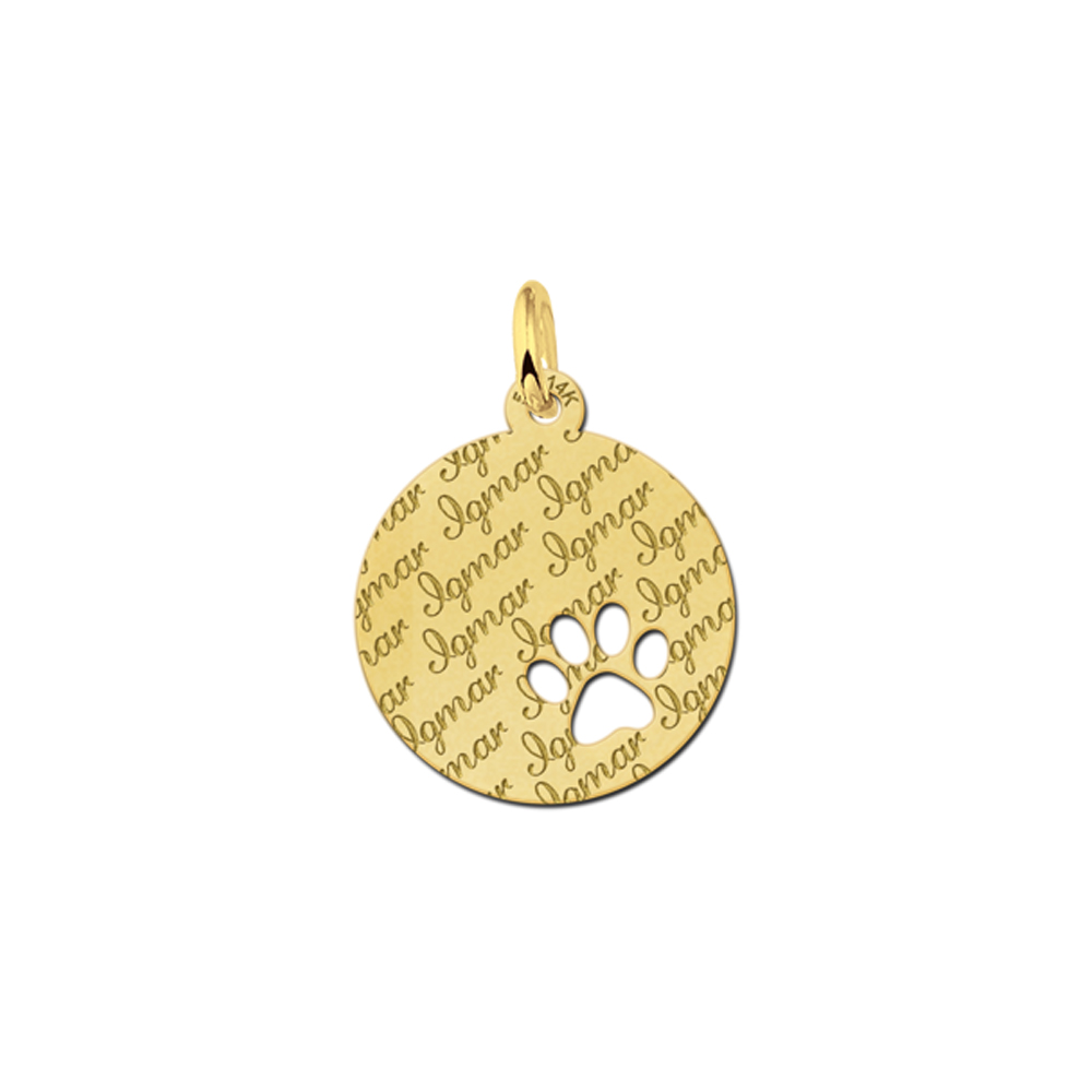 Gouden hondenpoot hangertje met je naam - Names4ever