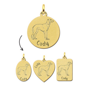 Gouden Hanger met Hondenras Saluki/Perzische windhond + Naam