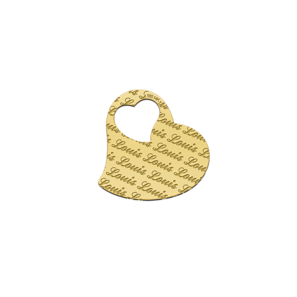 Gouden identiteitsplaatje hart - Names4ever