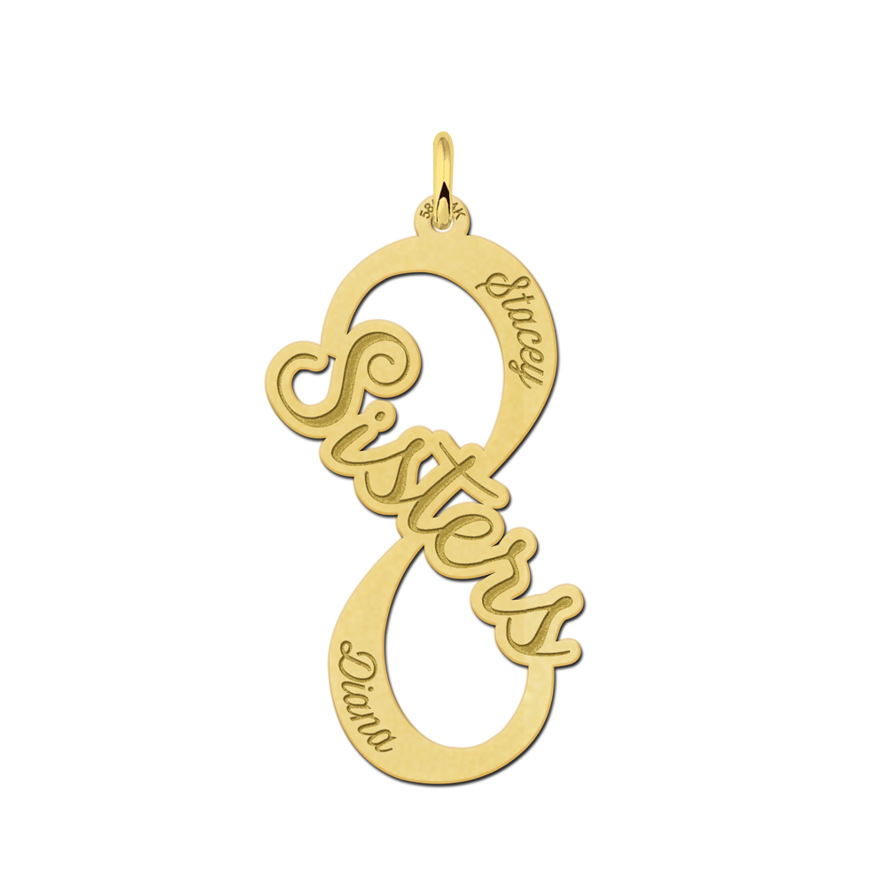 Names4ever Sisters Infinity Hanger van Goud - Graveer Sieraad