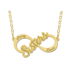 Names4ever Sisters Infinity Ketting van Goud - Graveer Sieraad