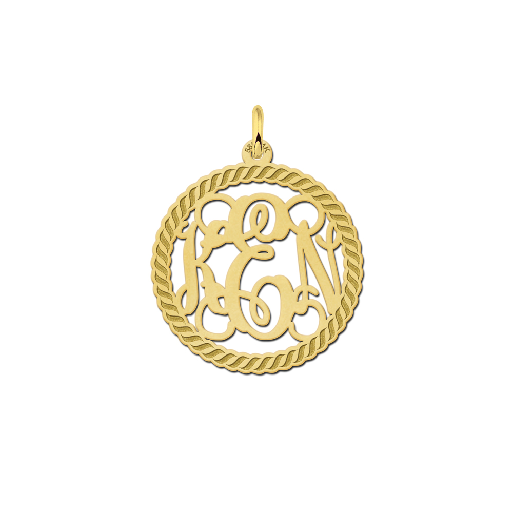 Names4ever Medium Monogram met Initiaal Hanger van Goud GMH011
