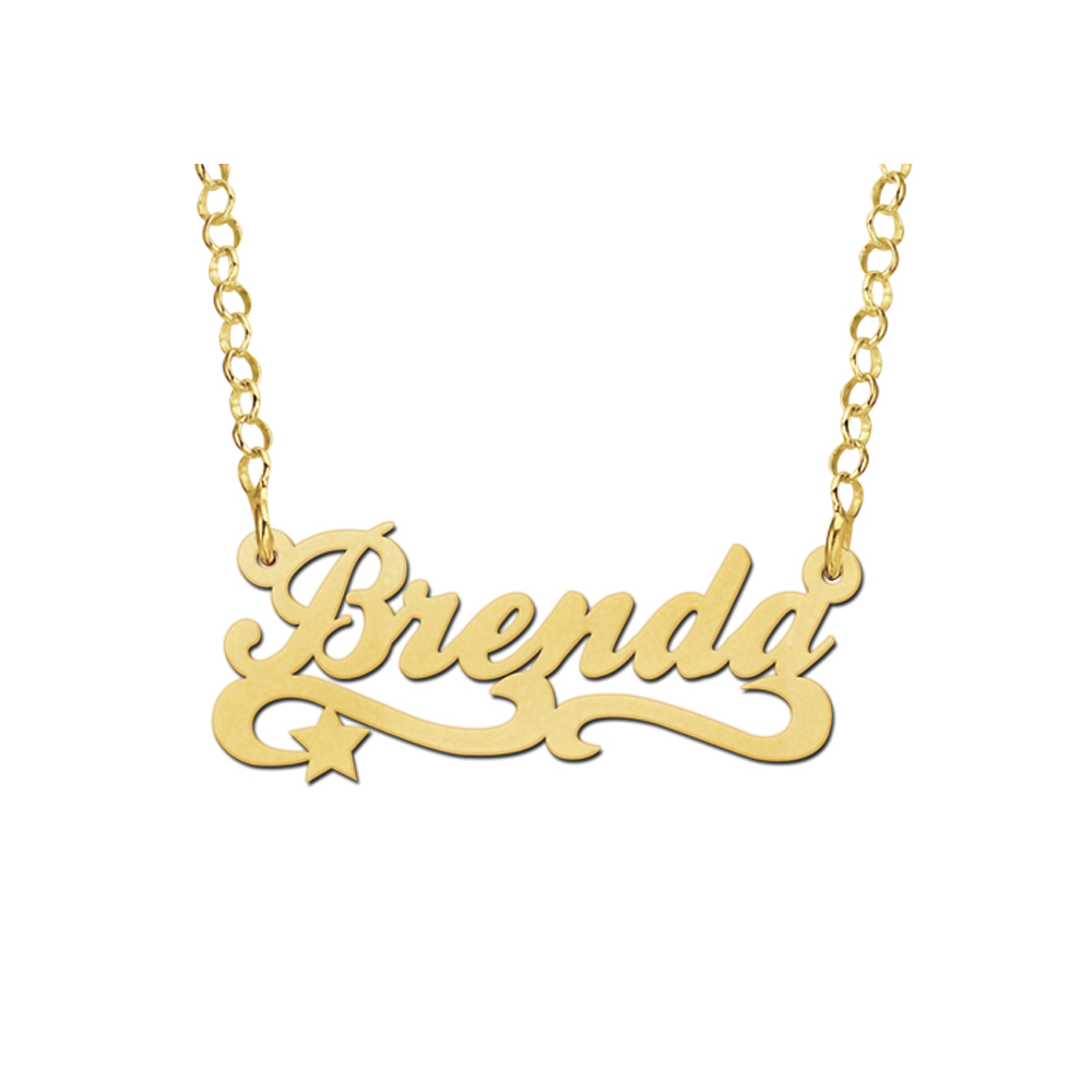 Names4ever Brenda Stijl Gouden Naamketting voor Kids GNK39