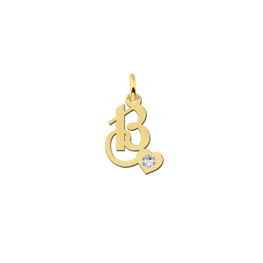 Names4ever Sierletter Hanger van Goud met Zirkonia