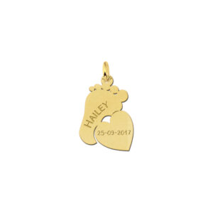 Gouden Mama Naamsieraad met Voetje en Hartje | Names4ever