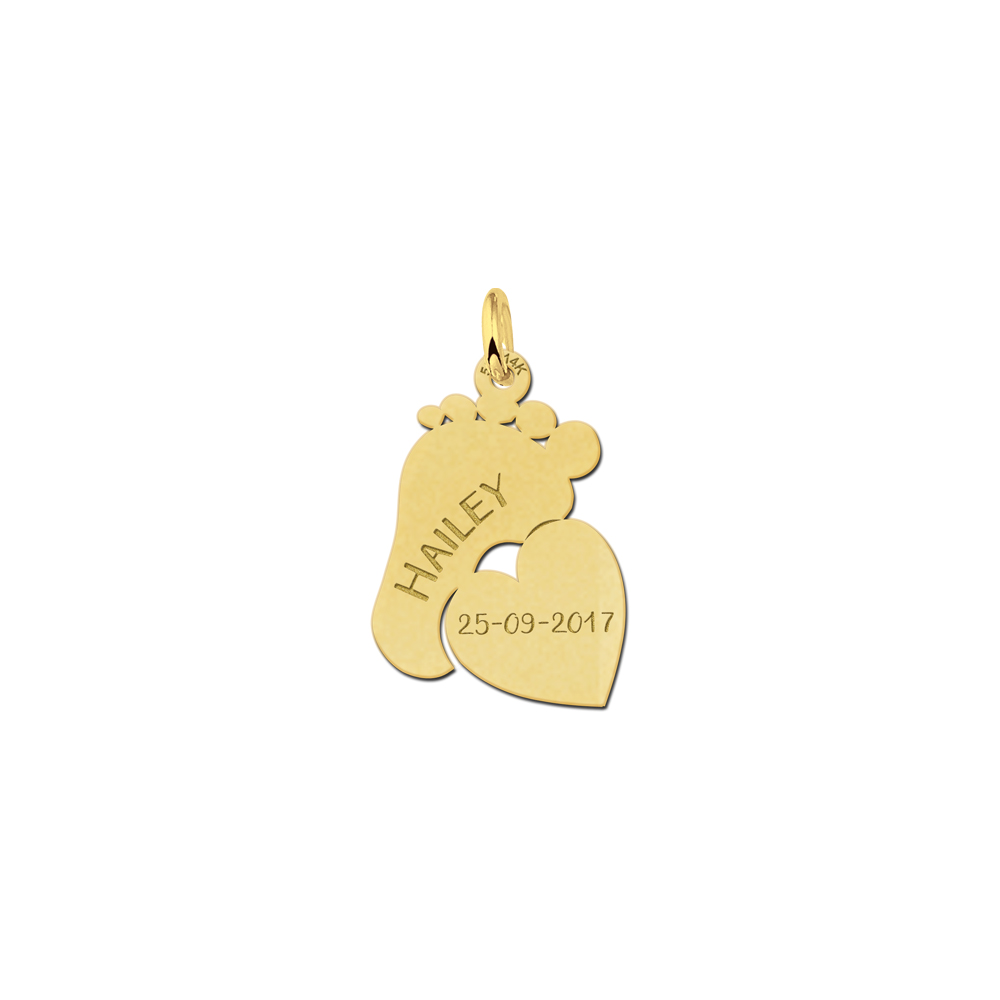 Gouden Mama Naamsieraad met Voetje en Hartje | Names4ever