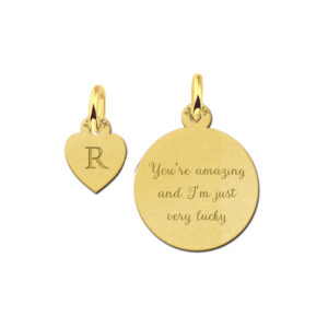 Gouden minimalistische hanger met letter en tekst - Names4ever