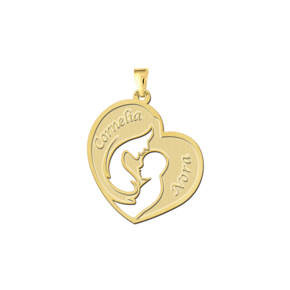 Names4ever Moeder met Kind Gouden Hanger met Namen