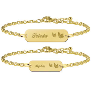 Gouden Moeder Dochter Armbandjes Set met Vlinders > Names4ever