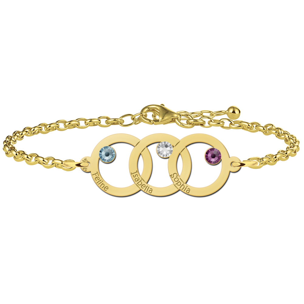 Gouden moeder dochter armband driedubbele cirkel van Names4ever