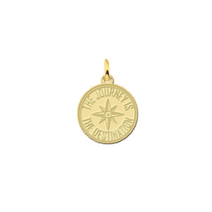 Names4ever Ronde Gouden Graveerhanger met Fleur de Lille GMNH017
