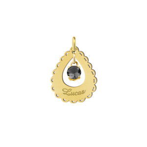 Gouden naamhanger druppel rand zirkonia - Names4ever