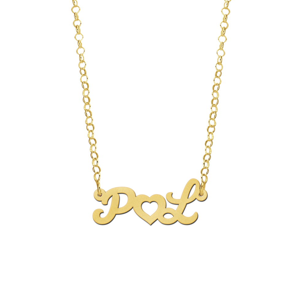 Names4ever Initialen Gouden Naamketting + Hart