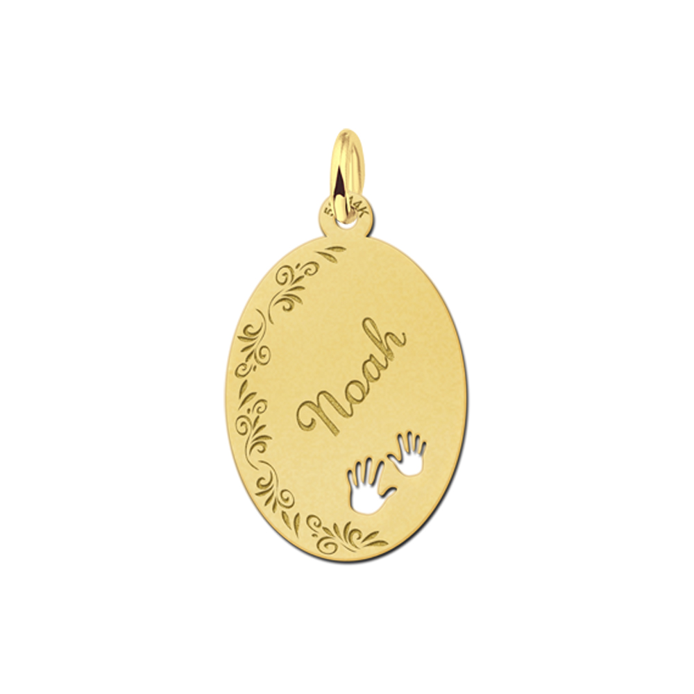 Gouden naamplaatje graveren met je kindjes naam - Names4ever