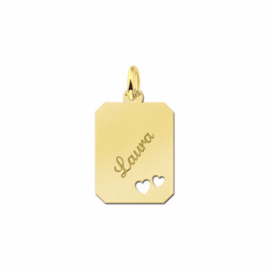 Gouden naamplaatje met hartjes - Names4ever