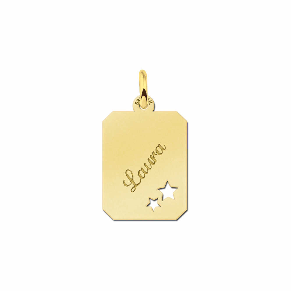 Gouden naamplaatje met sterretjes - Names4ever