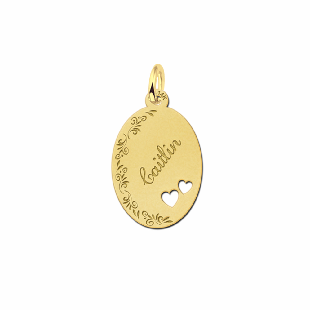 Gouden naamplaatje ovaal graveren. - Names4ever
