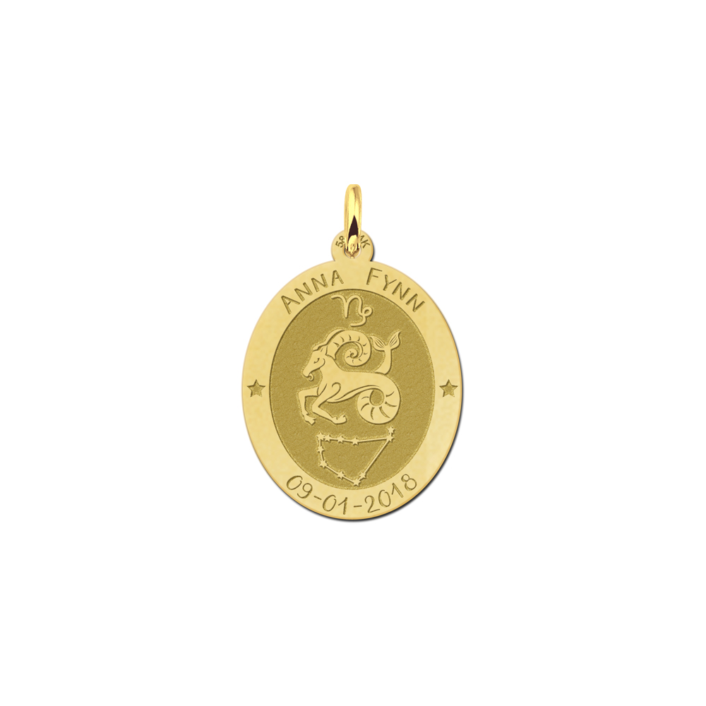 Ovale Steenbok Sterrenbeeld Hanger van Goud – Names4ever