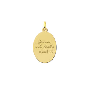 Names4ever Gouden Ovale Graveer Hanger met eigen tekst