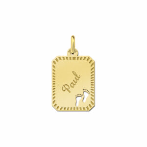 Gouden plaatje met naam met voetjes - Names4ever