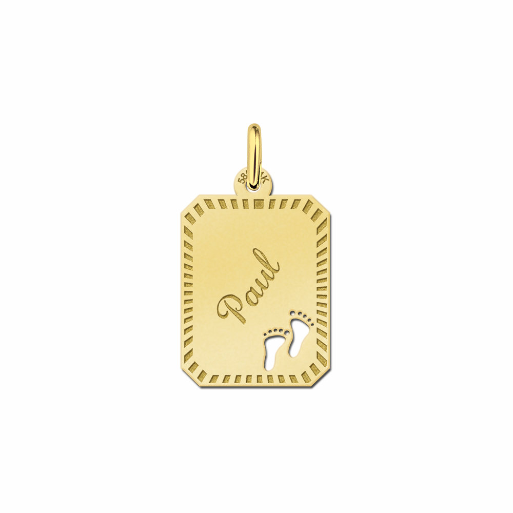 Gouden plaatje met naam met voetjes - Names4ever