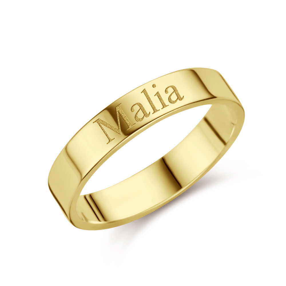 Gouden ring met naam - 4 mm vlak - Names4ever