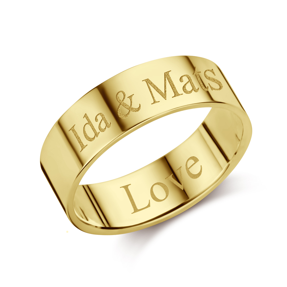 Gouden ring met  naam - 6 mm vlak - Names4ever