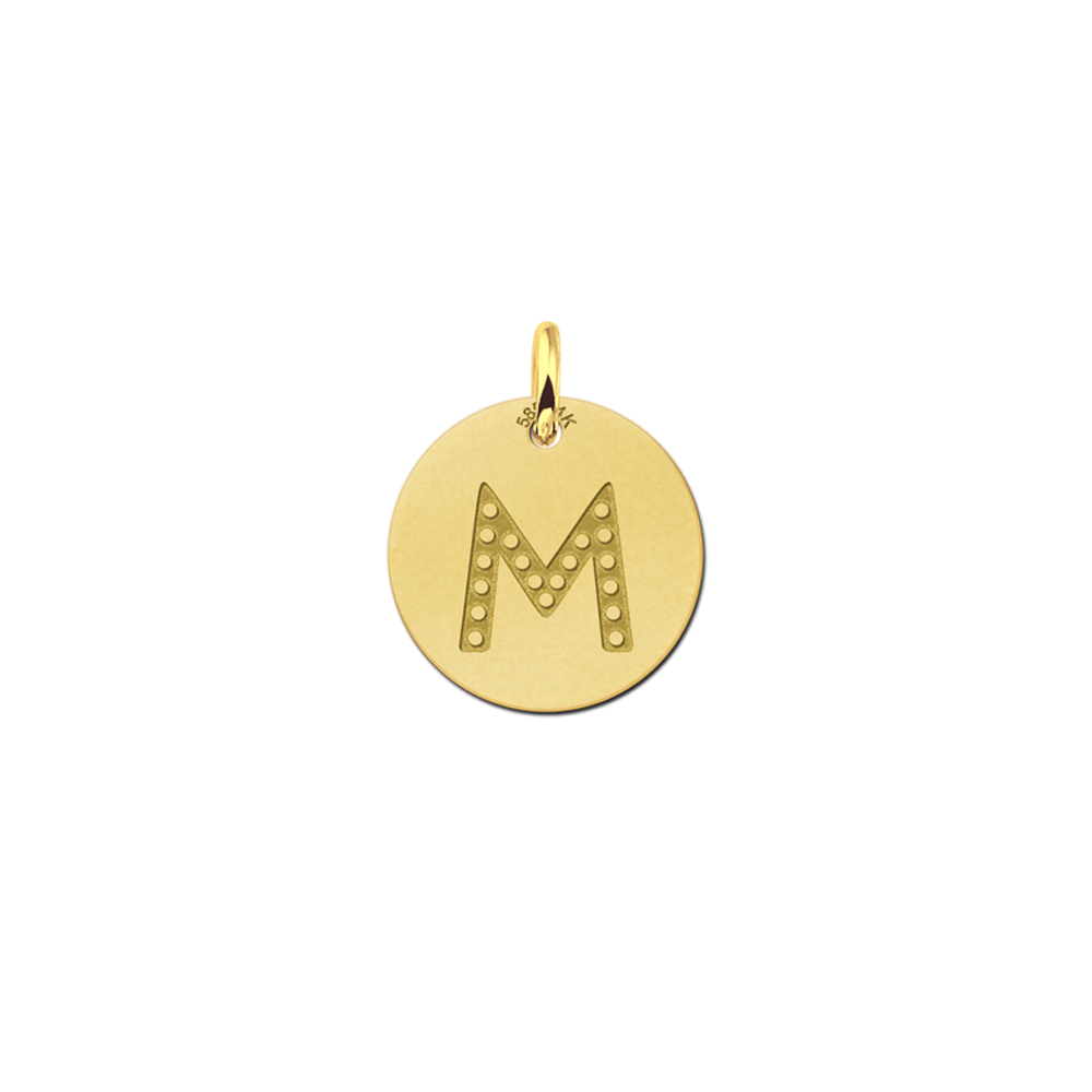 Gouden ronde initiaal hanger sier gravure - Names4ever