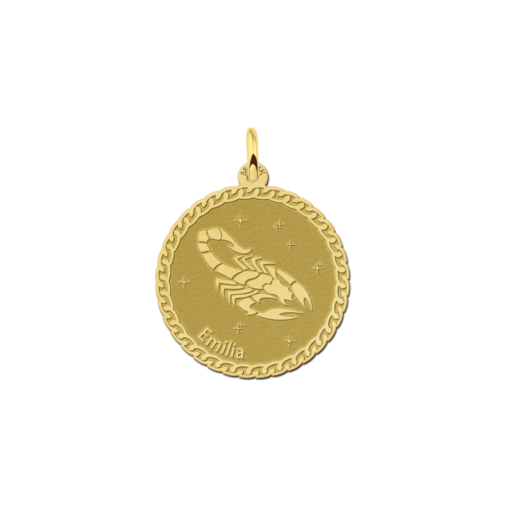 Ronde Schorpioen Sterrenbeeld Hanger van Goud | Names4ever