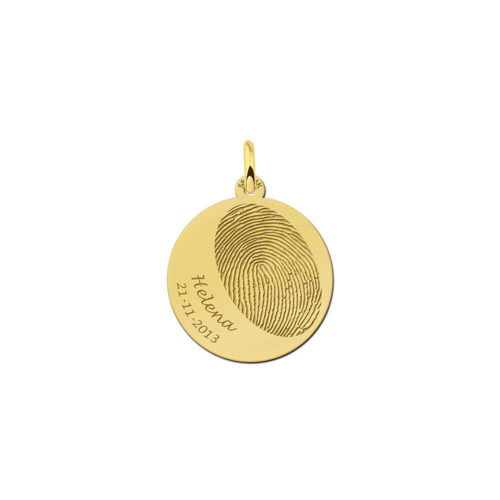 Names4ever Gouden Ronde Hanger met Vingerafdruk