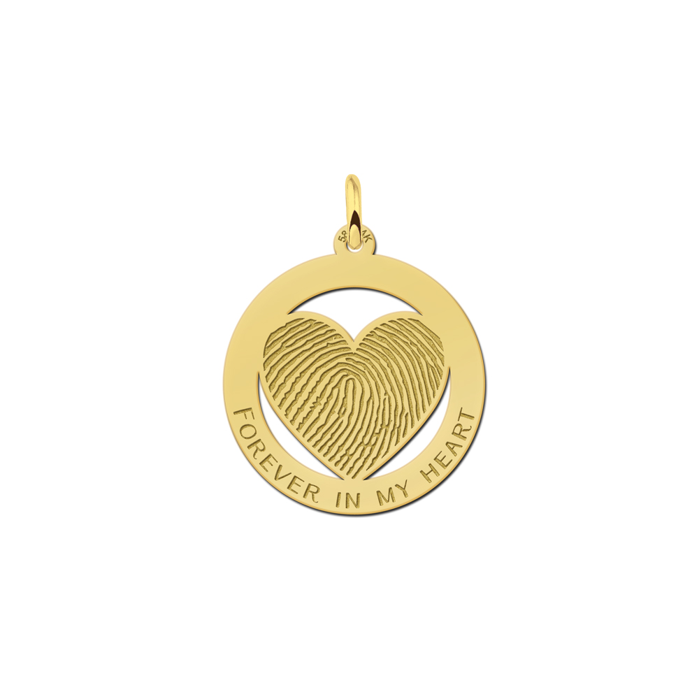 Omcirkelde Hartvormige Hanger met Vingerafdruk van Goud Names4ever