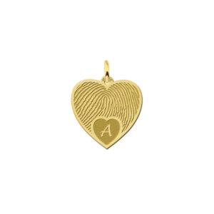Names4ever Gouden Harthanger met Vingerafdruk en Initiaal