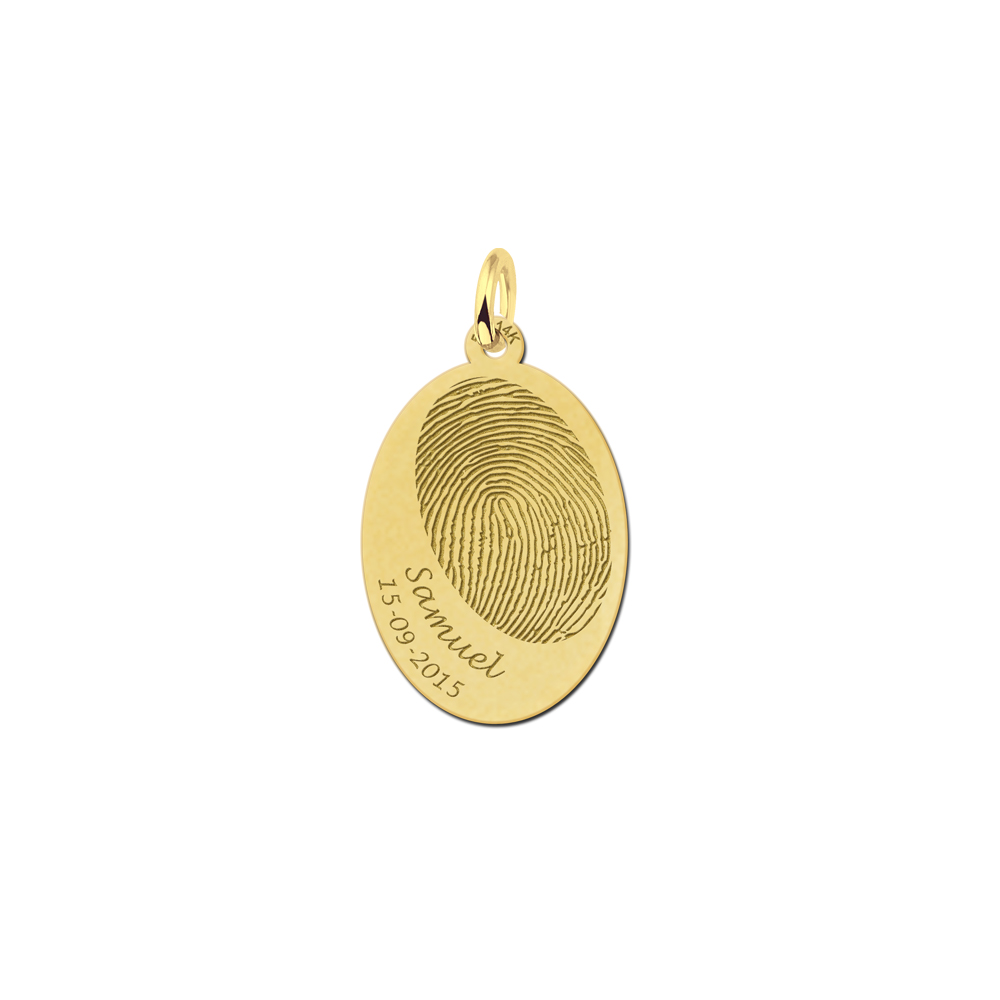 Names4ever Gouden Ovaal Hanger met Vingerafdruk