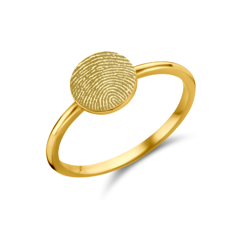 Gouden Disc Ring met Vingerafdruk | Names4ever