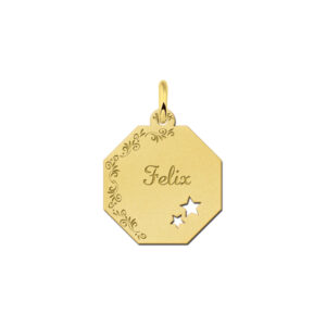 Graveerplaat van goud en twee sterretjes - Names4ever