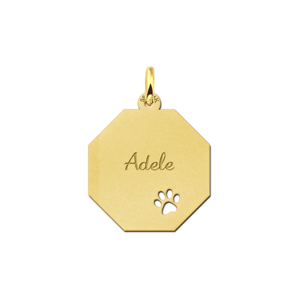 Graveerplaat van goud met schattig pootje - Names4ever
