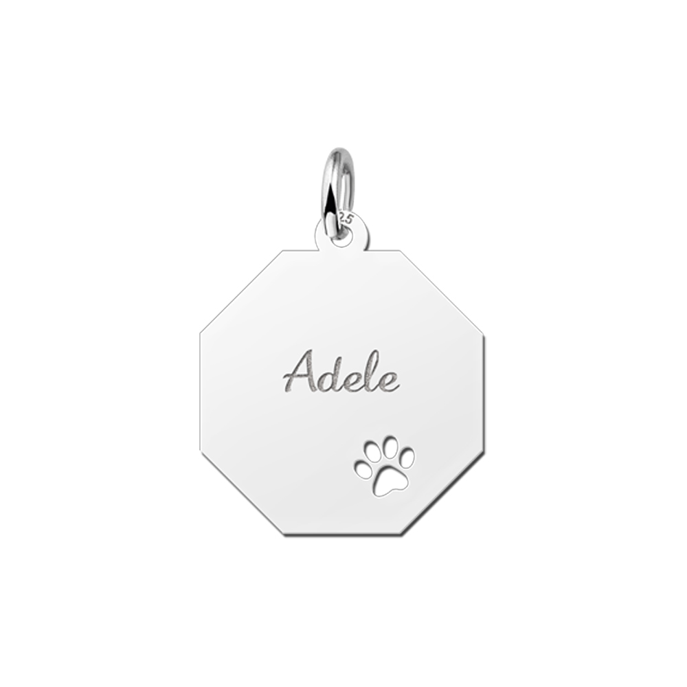 Graveerplaat zilver met schattig pootje - Names4ever