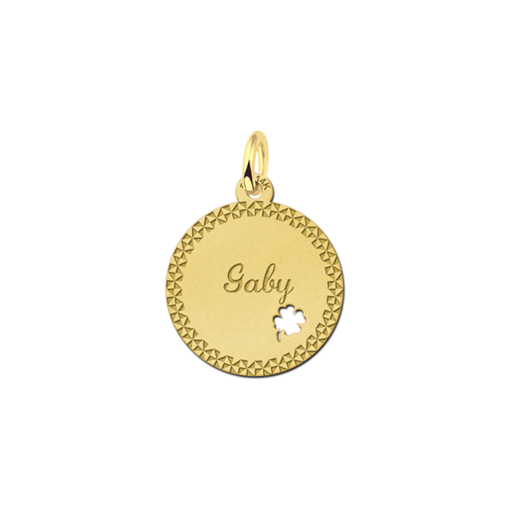 Graveren in een elegante gouden hanger met klavertje 4 - Names4ever