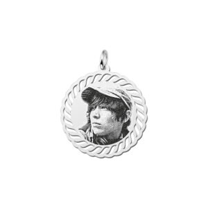 Kleine Ronde Zilveren Fotogravure Hanger van Names4ever